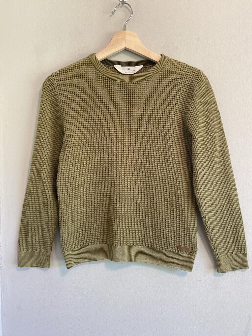 H&M Kids Olive Green Textured Waffle Knit Sweater Size 8-10Y